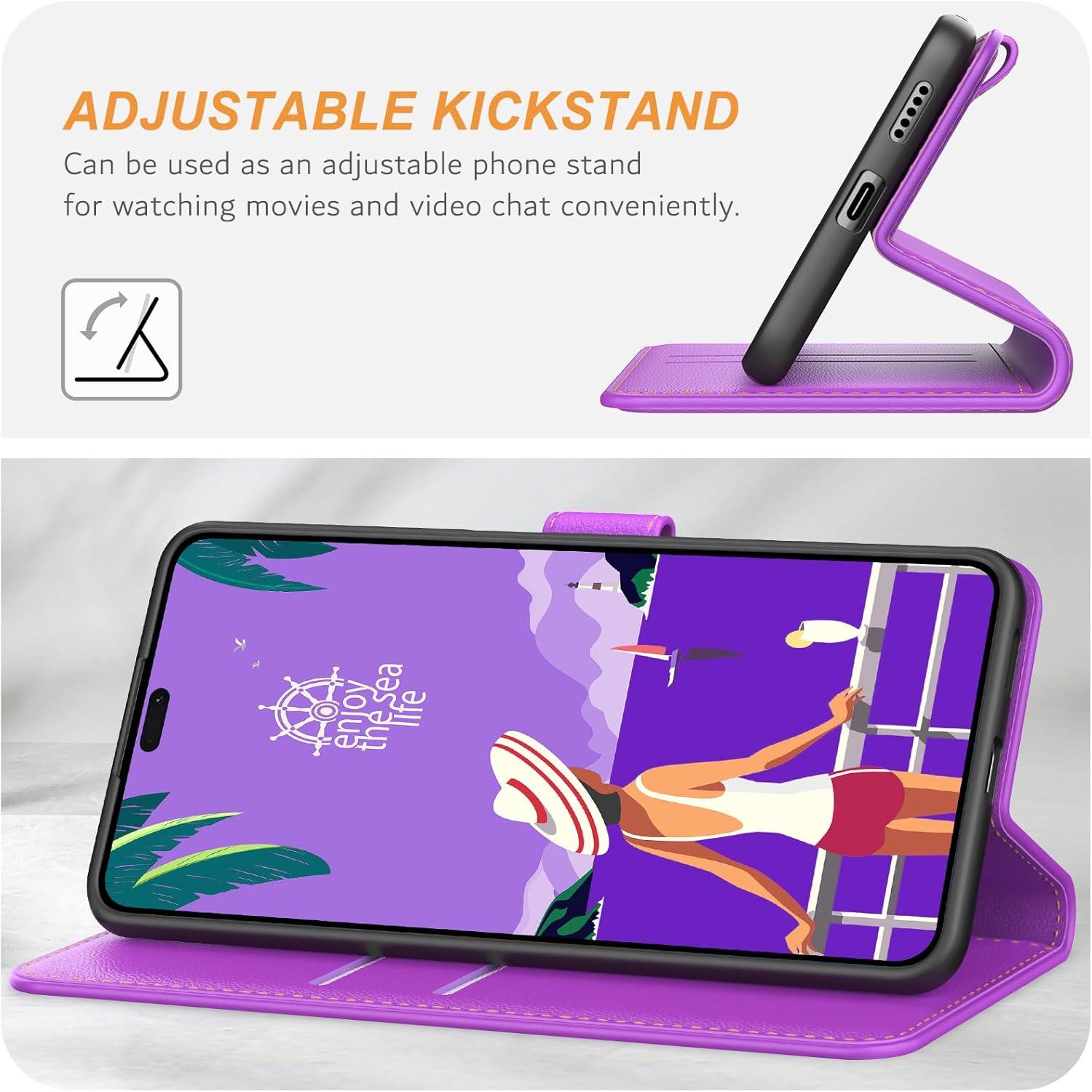 Premium Leder Klapphülle für Honor 200 Lite - Violett - Schutzhülle mit Kartenschlitzen & Standfunktion