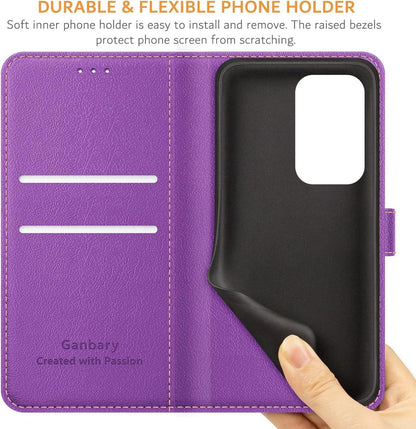 Handyhülle für Honor 200 Lite - Premium Leder Klapphülle, Violett