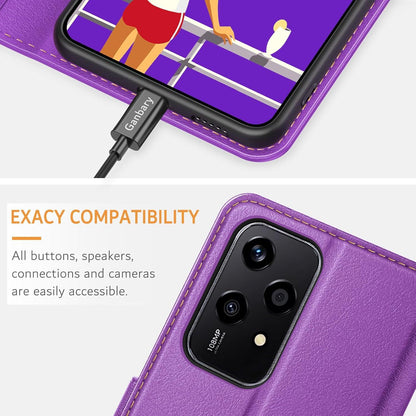 Leder Handyhülle für Honor 200 Lite Violett Kartenschlitzen Magnetverschluss