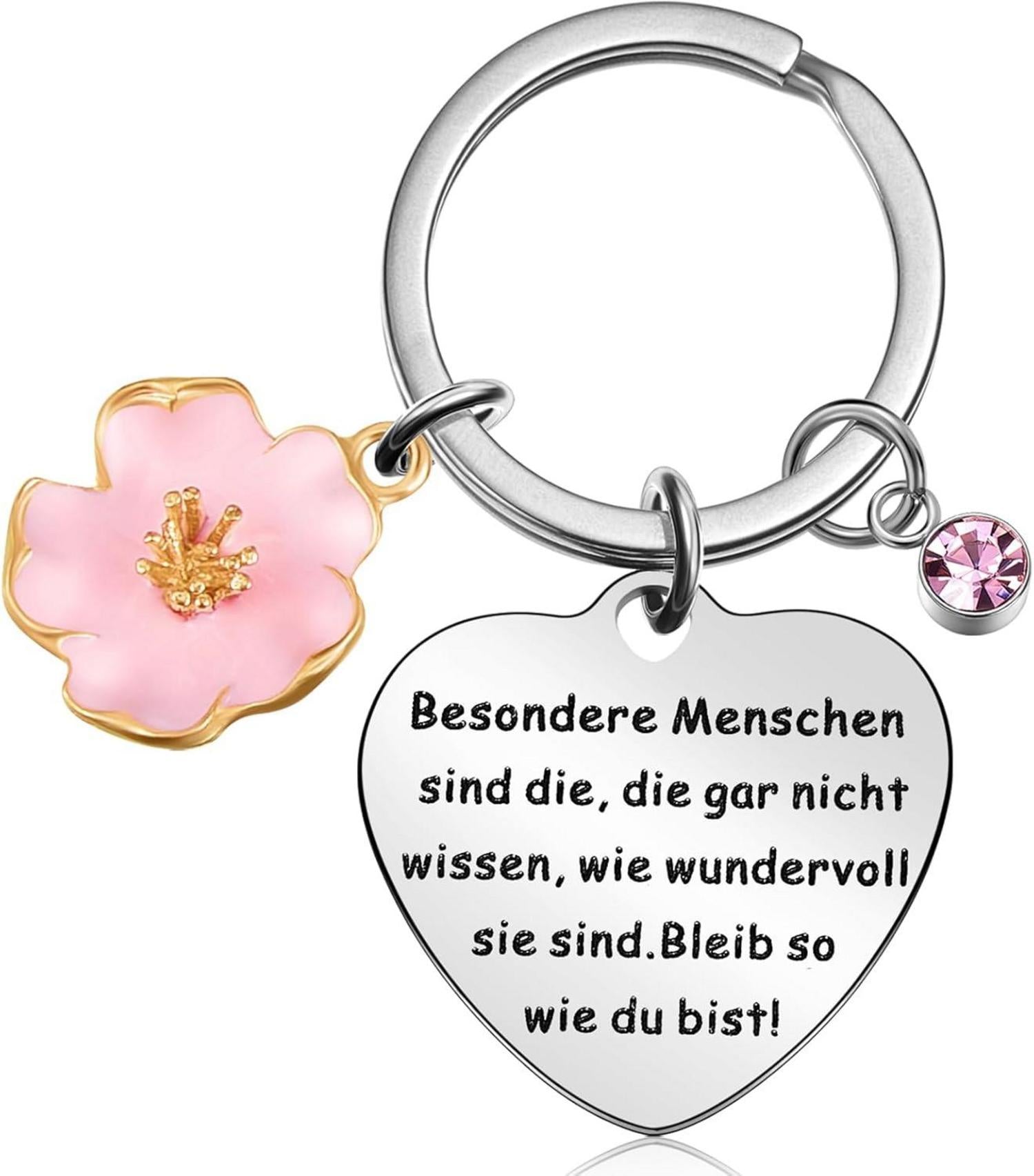 Inspirierender Schlüsselanhänger mit Rosa Diamantanhänger