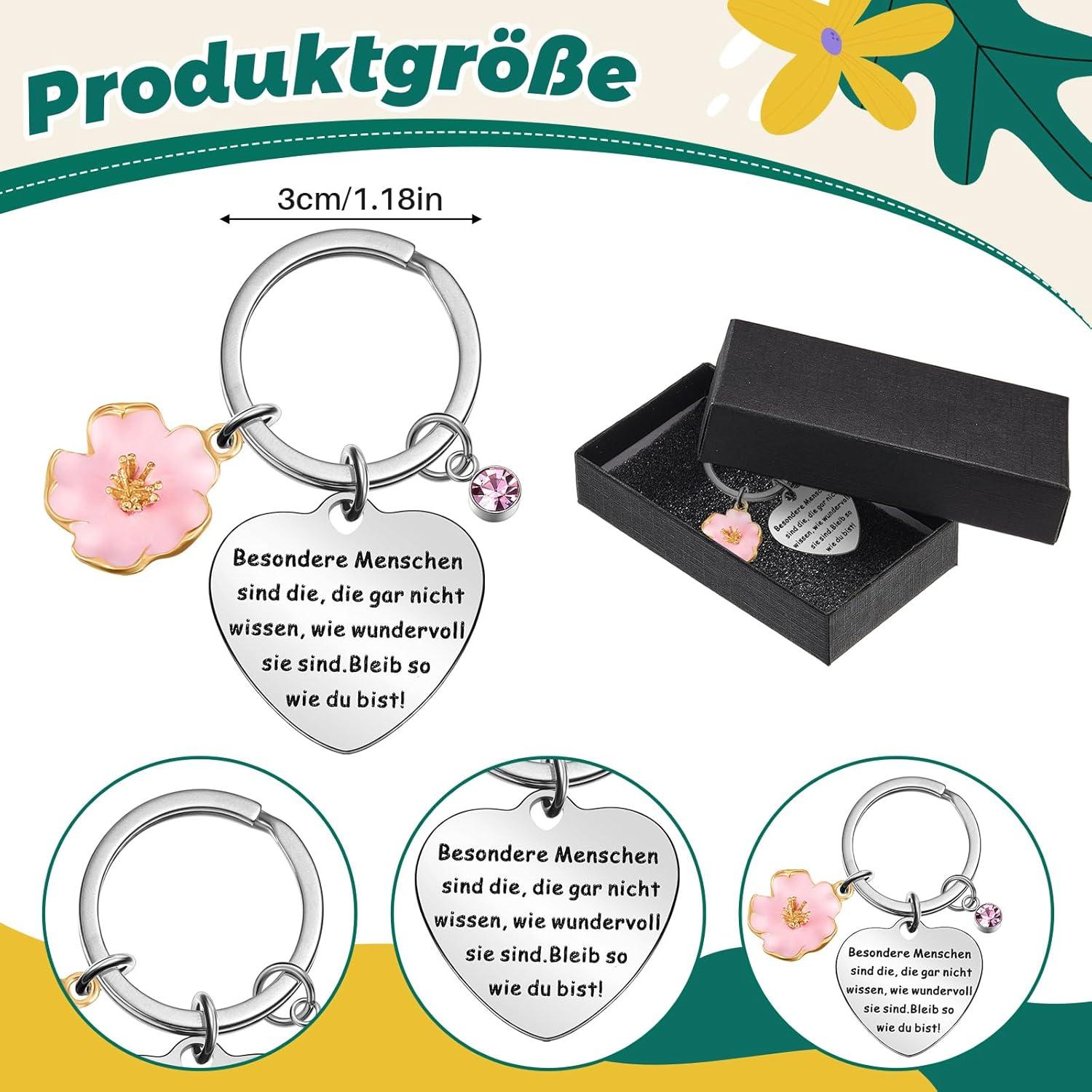Inspirierender Schlüsselanhänger mit rosa Diamantanhänger