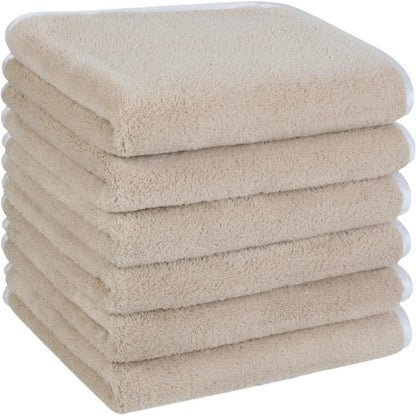 6er Pack Mikrofaser Gästehandtücher 30x50cm Hellbraun