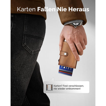 YESIIW Herren Geldbörse Kartenetui RFID Slim Wallet Braun