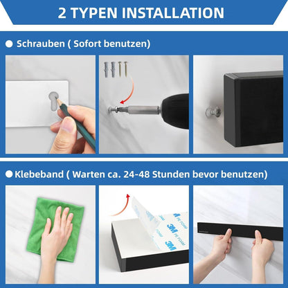 Magnetleiste Messerhalter Edelstahl 25CM Magnetisch Stark Schwarz inkl. 2 Haken