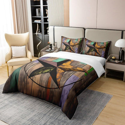 Rustikale Baumwoll Bettwäsche Set 220x240cm – Vintage Sternenmuster