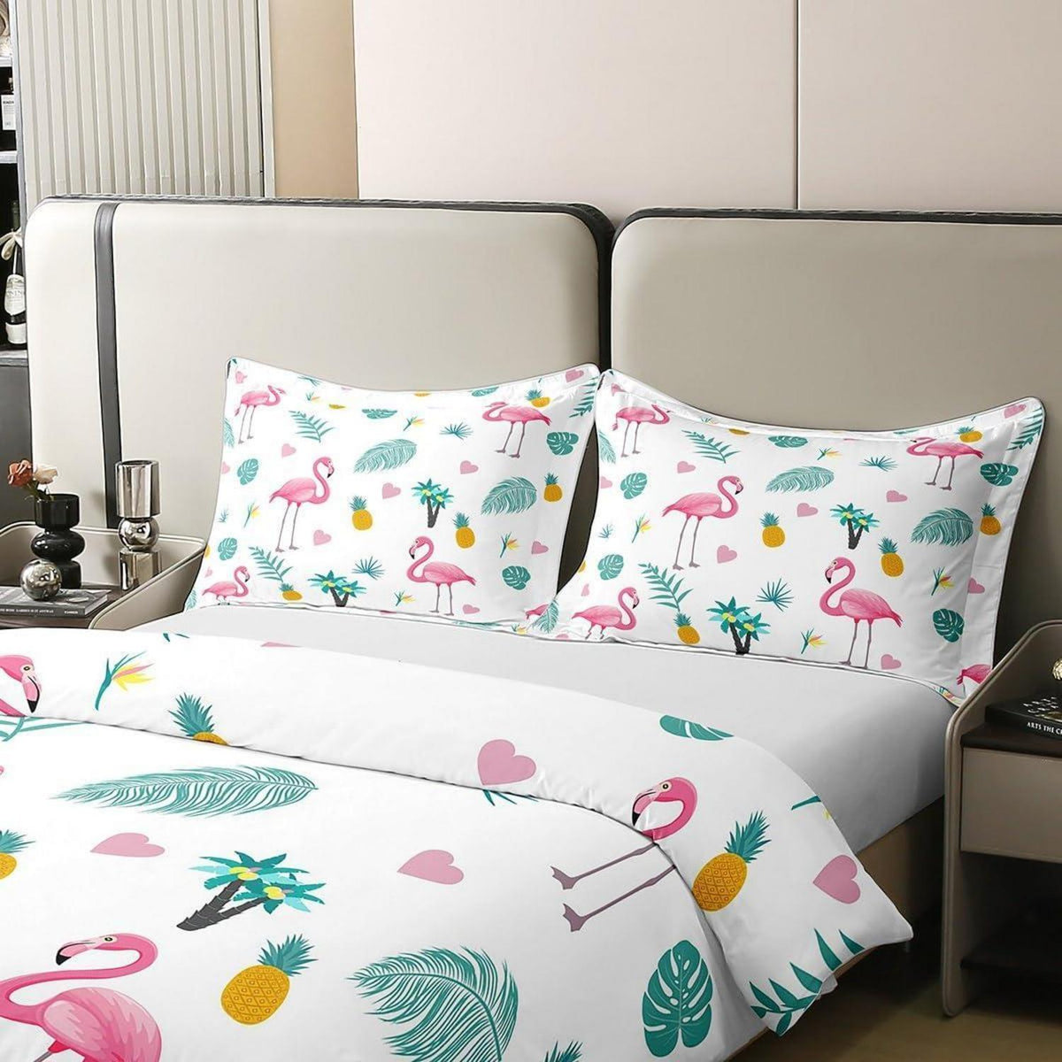 Tropisches Flamingo Bettwäsche-Set 220x240cm Baumwolle