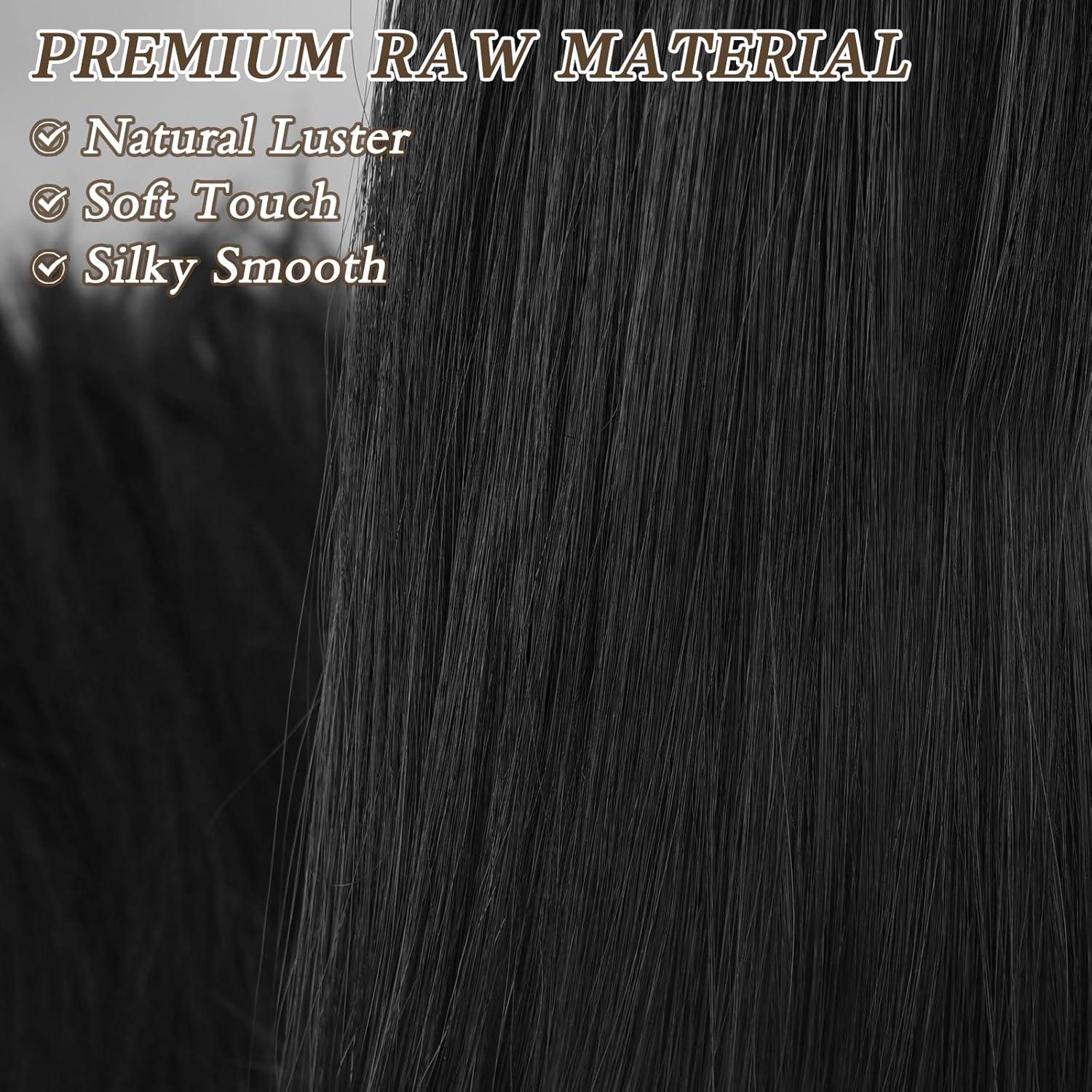 BARSDAR Schwarz Pferdeschwanz Verlängerung 86CM Synthetik Haar Zopf Clip Damen