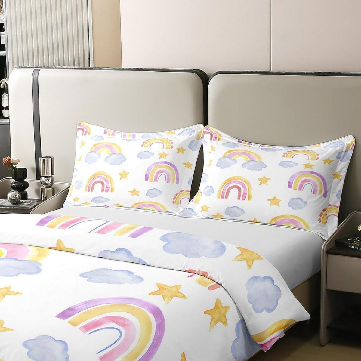Regenbogen Bettwäsche Set 135x200cm Baumwolle Kinderzimmer