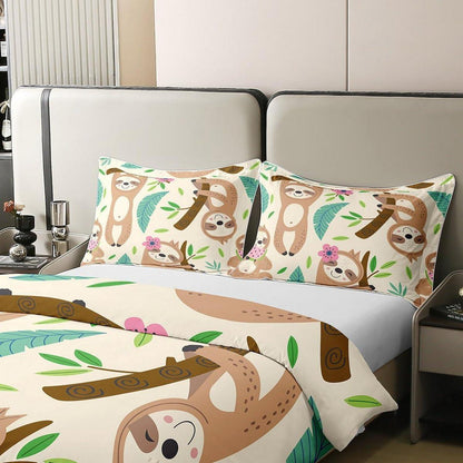 Kawaii Faultier Bettwäsche Set 135x200cm Baumwolle Kinderzimmer