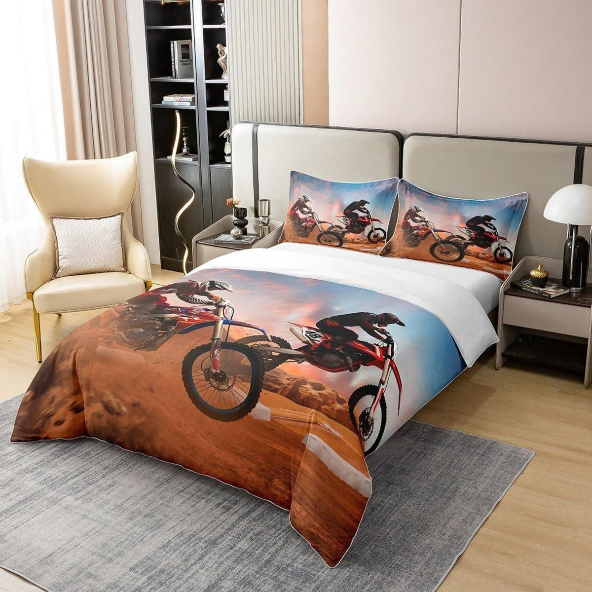 Dirt Bike Bettwäsche Set 135x200cm – Baumwolle & Motocross Design