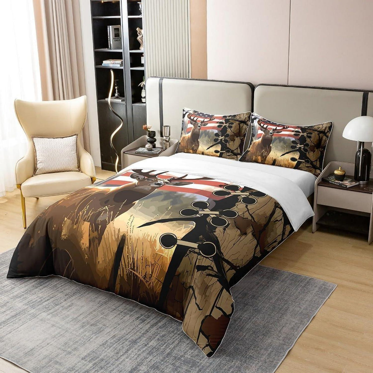 Baumwoll Bettwäsche Set Hirsch Motiv 135x200 cm + 80x80 cm