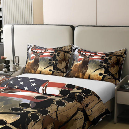 Baumwoll Bettwäsche Set Hirsch Motiv 135x200 cm + 80x80 cm