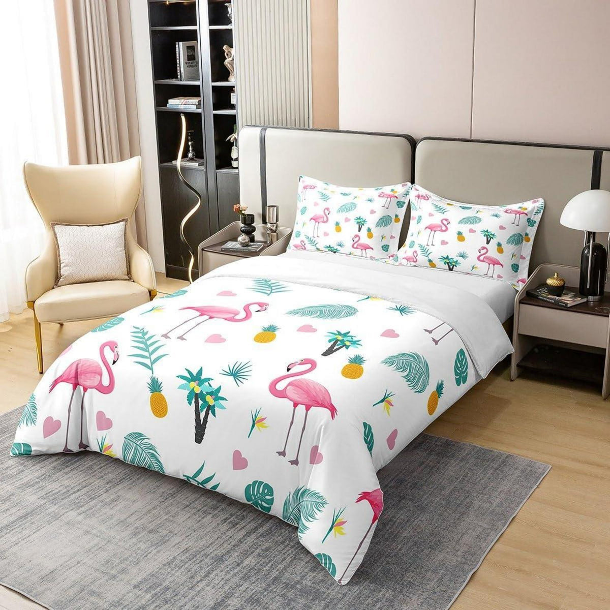 Tropisches Flamingo Bettwäsche-Set 200x200cm Baumwolle