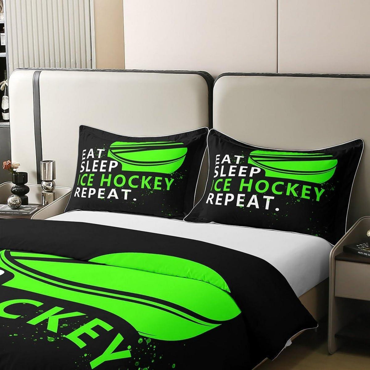 Eishockey Bettwäsche Set 135x200cm – Baumwolle, Kinderzimmer Dekor