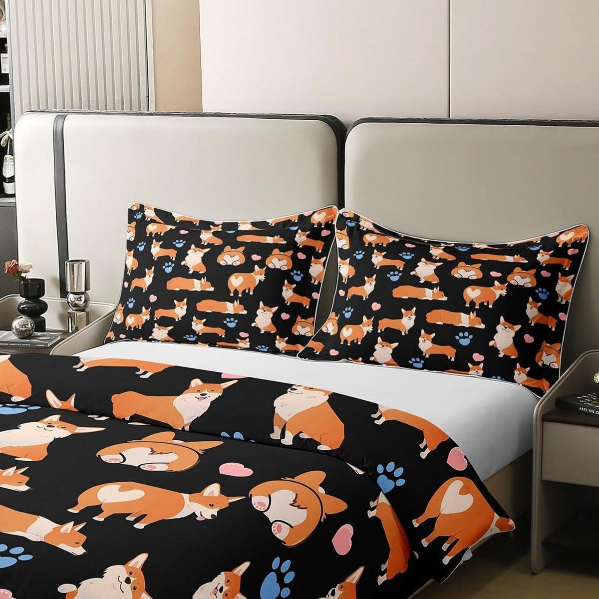 Corgi Bettwäsche Set 200x200cm Baumwolle Kawaii Tier Bettwäsche