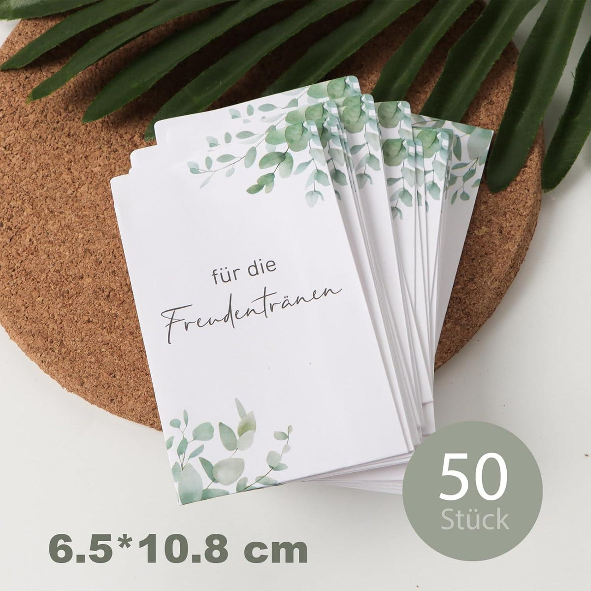 50x Hochzeit Taschentüten Tüten im Eukalyptus Design