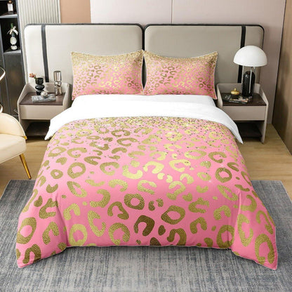 Glitzer Leopard Bettwäsche Set 135x200cm & 80x80cm