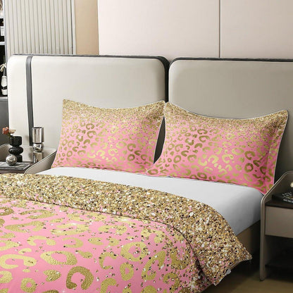 Glitzer Leopard Bettwäsche Set 135x200cm & 80x80cm