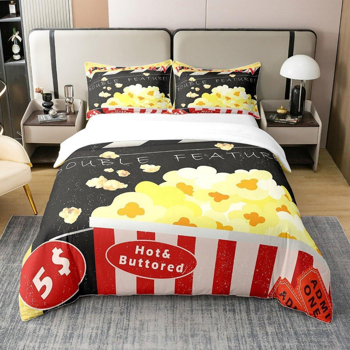 Kinder Bettwäsche Set Popcorn Kino Design 155x220cm