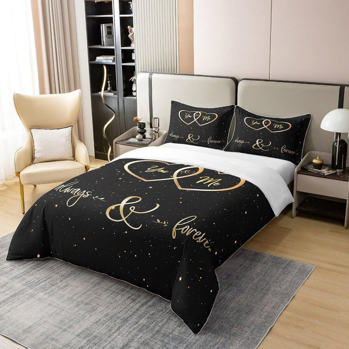 Bettwäsche Set 220x240cm Baumwolle – Romantisches Hochzeitsthema