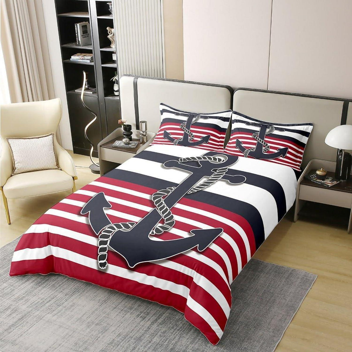 Nautisches Bettwäsche-Set 135x200cm – Jungenzimmer Küstenabenteuer