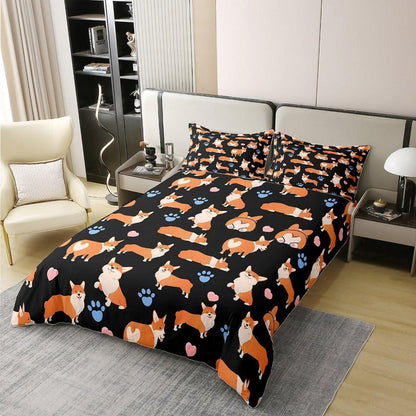 Corgi Bettwäsche Set 155x220cm Baumwolle Kawaii Tier Bettwäsche