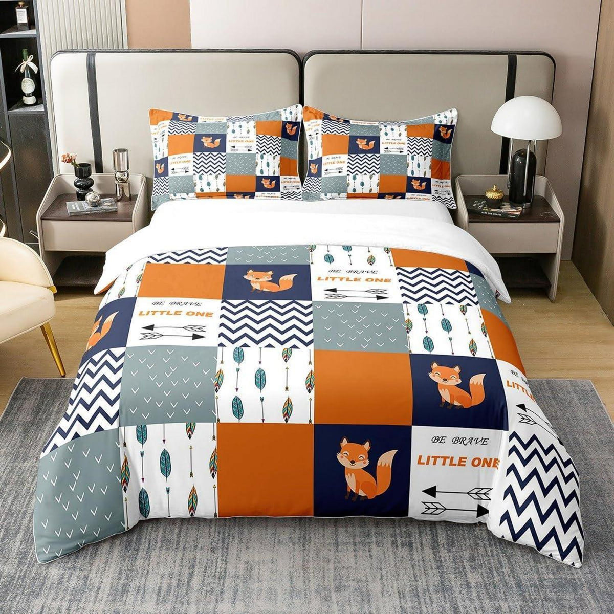 Fuchs Bettwäsche Set 200x200cm Baumwolle Kinderzimmer Boho