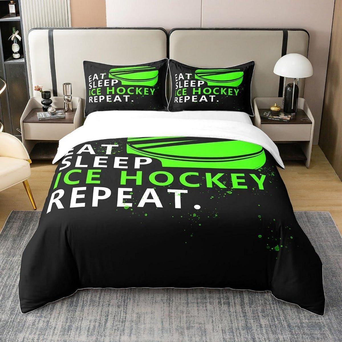 Eishockey Bettwäsche Set 220x240cm – Baumwolle, Kinderzimmer Dekor