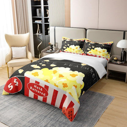 Kino Bettwäsche Set 135x200cm – Baumwolle Popcorn Design für Kinder