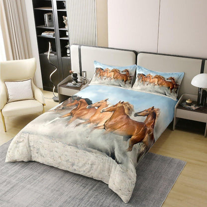Baumwoll Bettwäsche Set Pferd 220x240cm mit Kissenbezügen