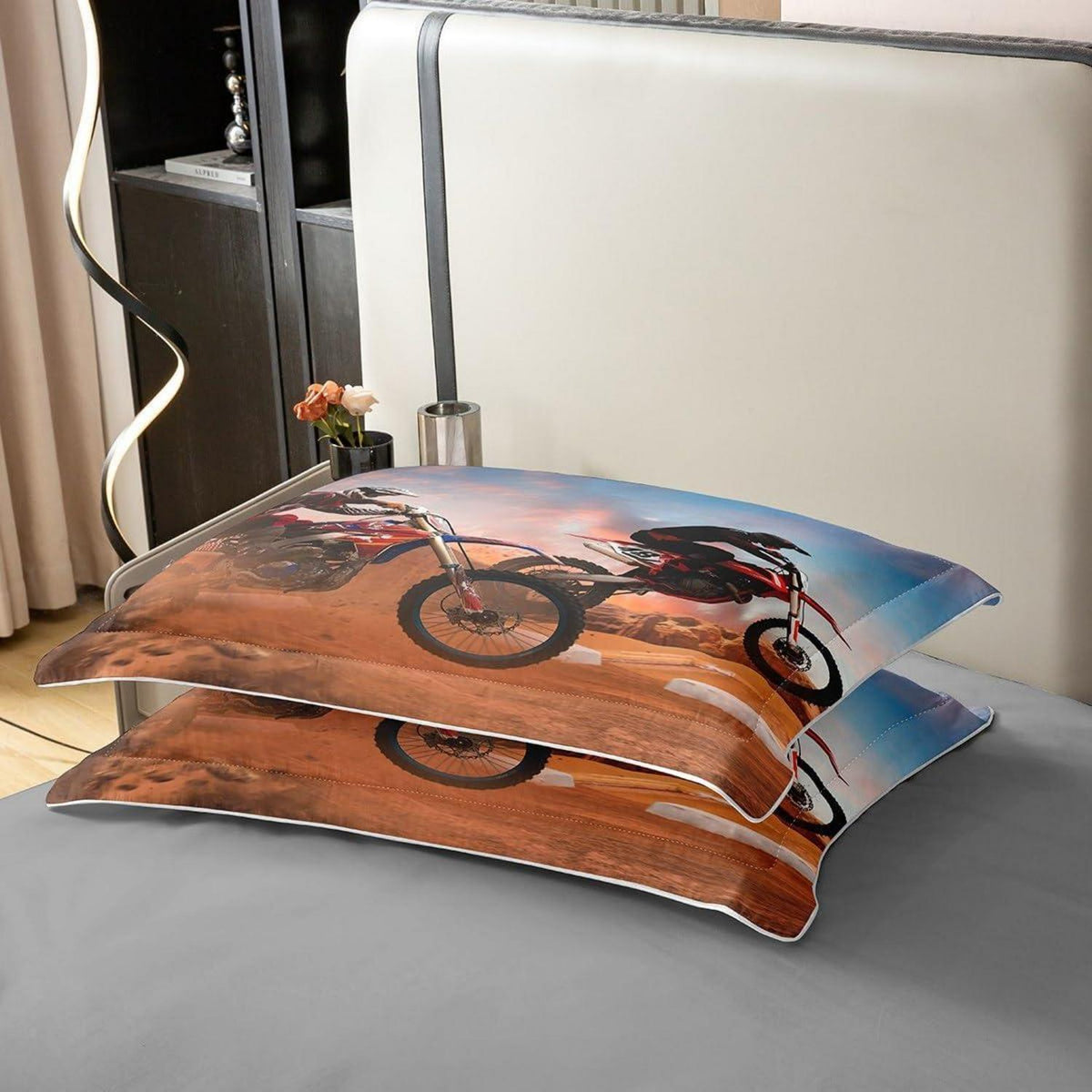 Dirt Bike Bettwäsche Set 155x220cm – Baumwolle, Motocross Design
