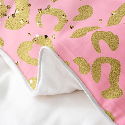 Leopard Bettwäsche Set 220x240cm Baumwolle Pastell Gold