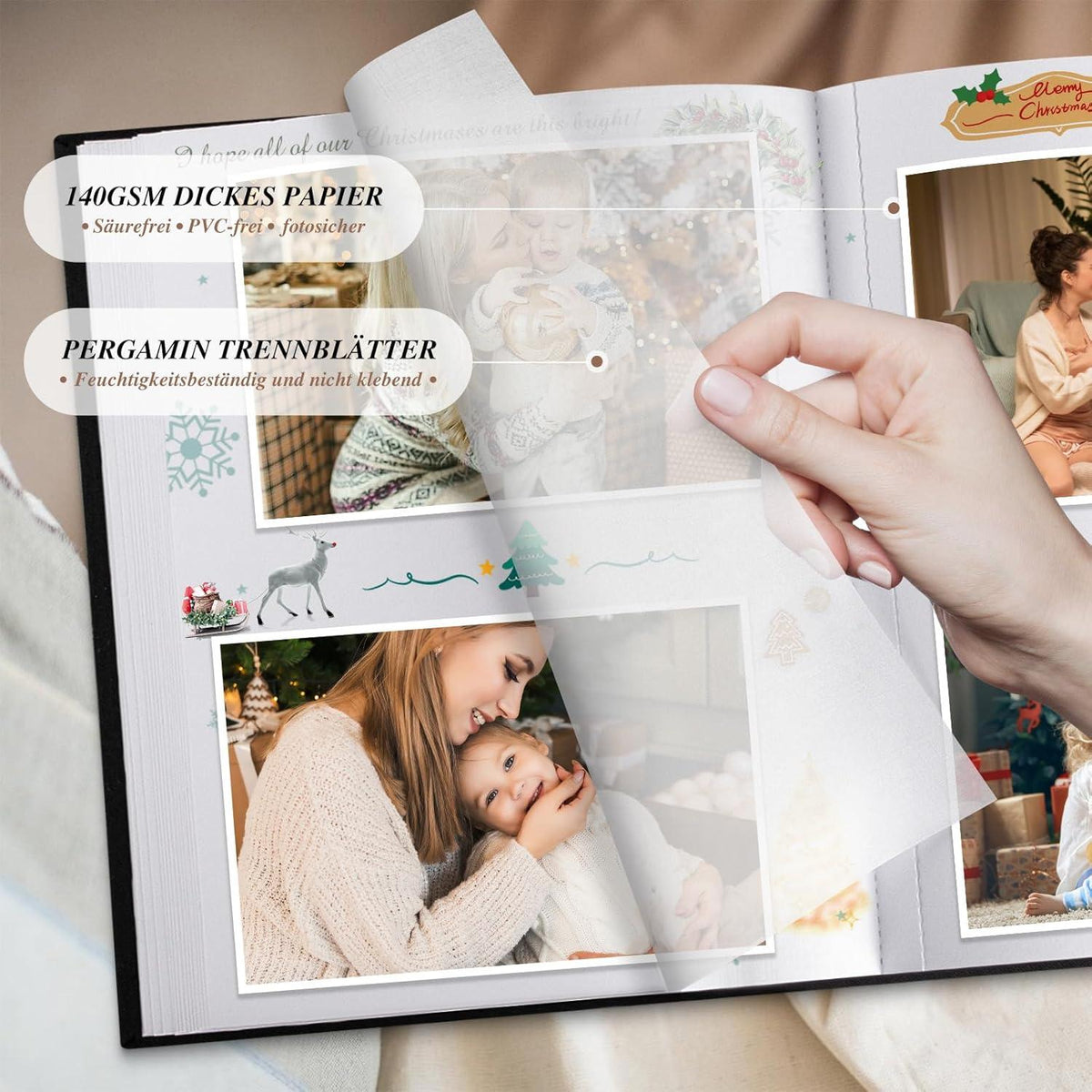 Fotoalbum zum Selbstgestalten, Kleines Leinen Fotobuch 100 weißen