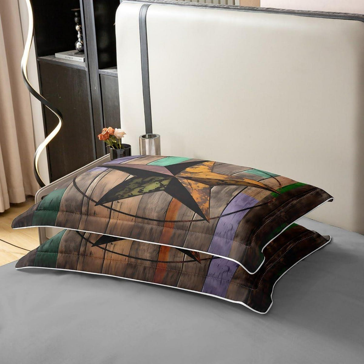 Rustikale Baumwoll Bettwäsche Set 135x200cm – Sternenmuster Vintage