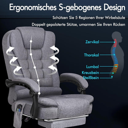 ALFORDSON Bürostuhl Massagefunktion ergonomisches Design