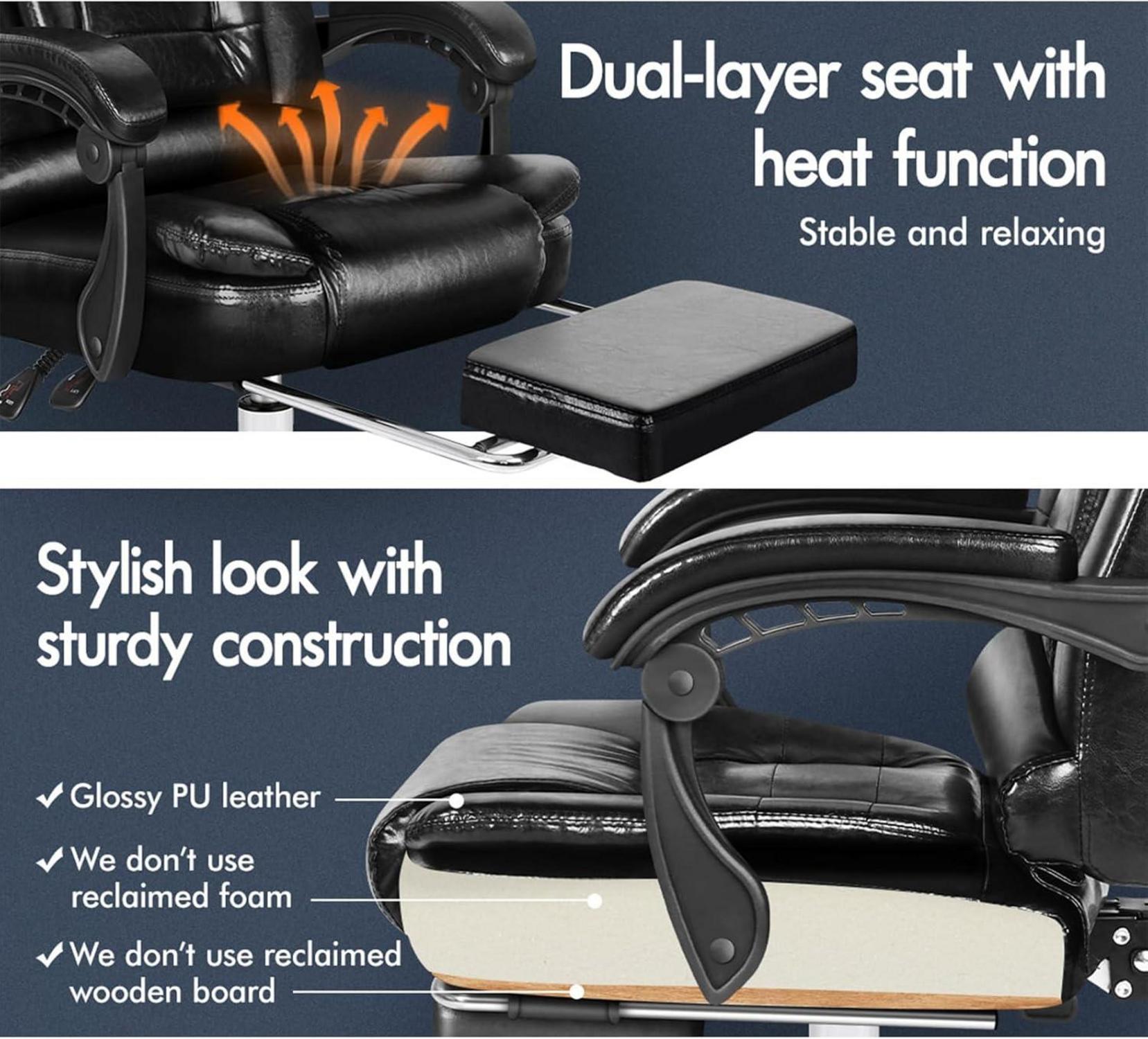 Bürostuhl Schwarz Massage Lendenwirbelstütze ergonomisches Design