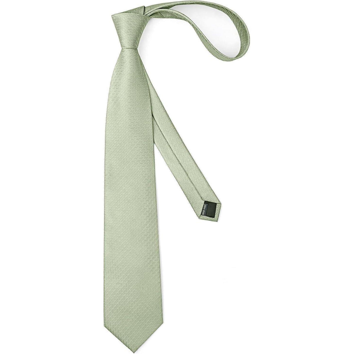 Herren Krawatten Set Seide Paisley mit Einstecktuch & Manschettenknöpfen Salbeigrün