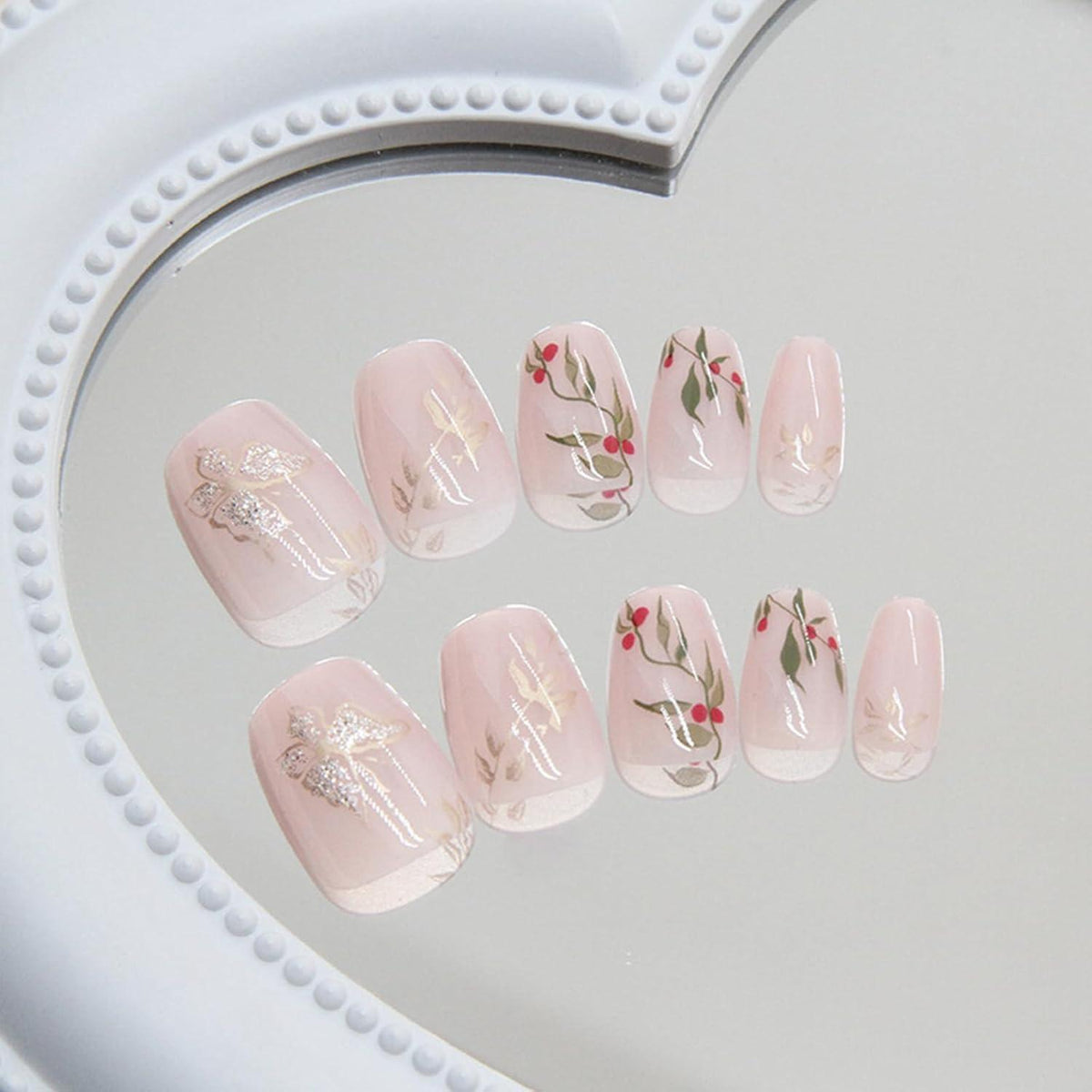 24 Stück Rosa Eckige Kurze Fingernägel zum Aufkleben - Acryl Full Cover Nägel für Frauen und Mädchen
