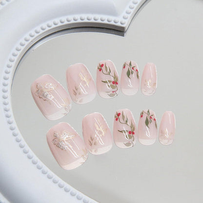 24 Stück Rosa Eckige Kurze Fingernägel zum Aufkleben - Acryl Full Cover Nägel für Frauen und Mädchen