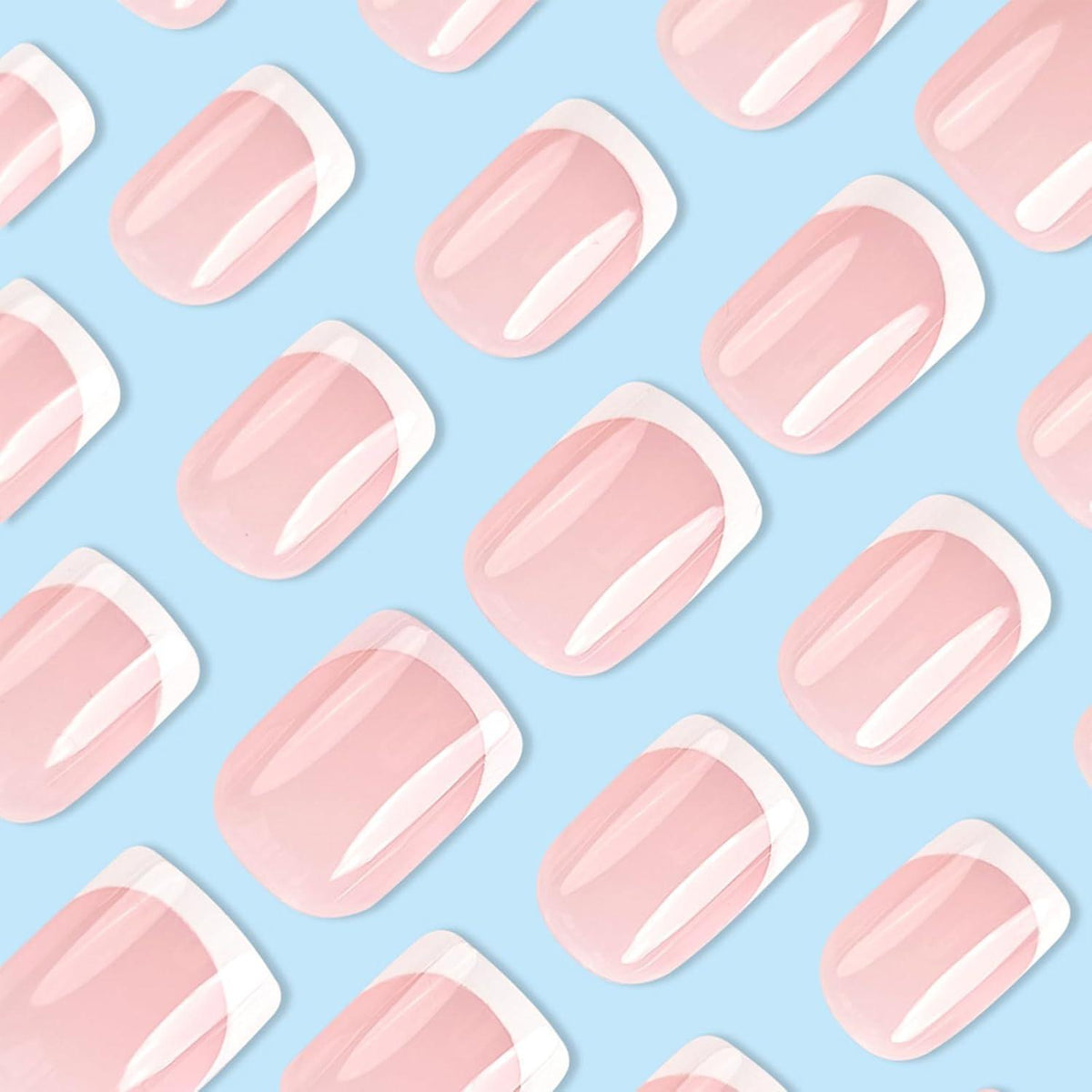24 Stück Nägel zum Aufkleben - Kurz Square Nude Rosa Fingernägel - French Press on Nails