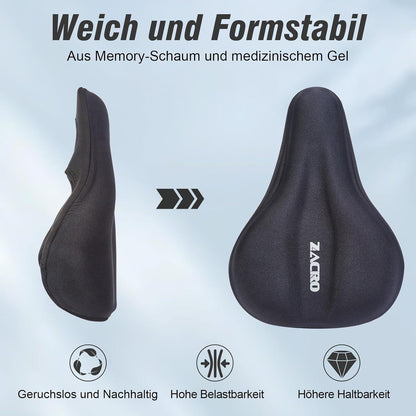 Zacro Sattelbezug Gel Fahrrad Überzug 28x18cm Schwarz