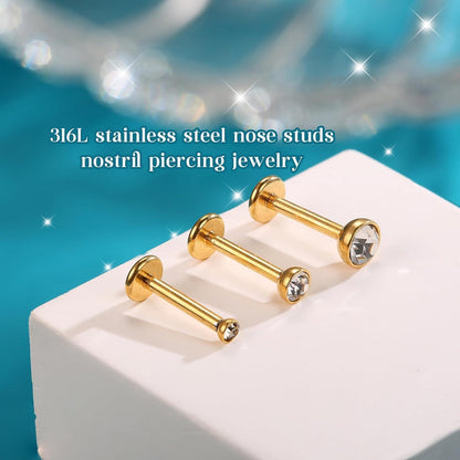 Chirurgenstahl Helix Piercings 12er Set mit CZ, 6/8mm Länge