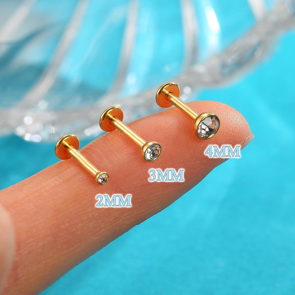 Chirurgenstahl Helix Piercings 12er Set mit CZ, 6/8mm Länge