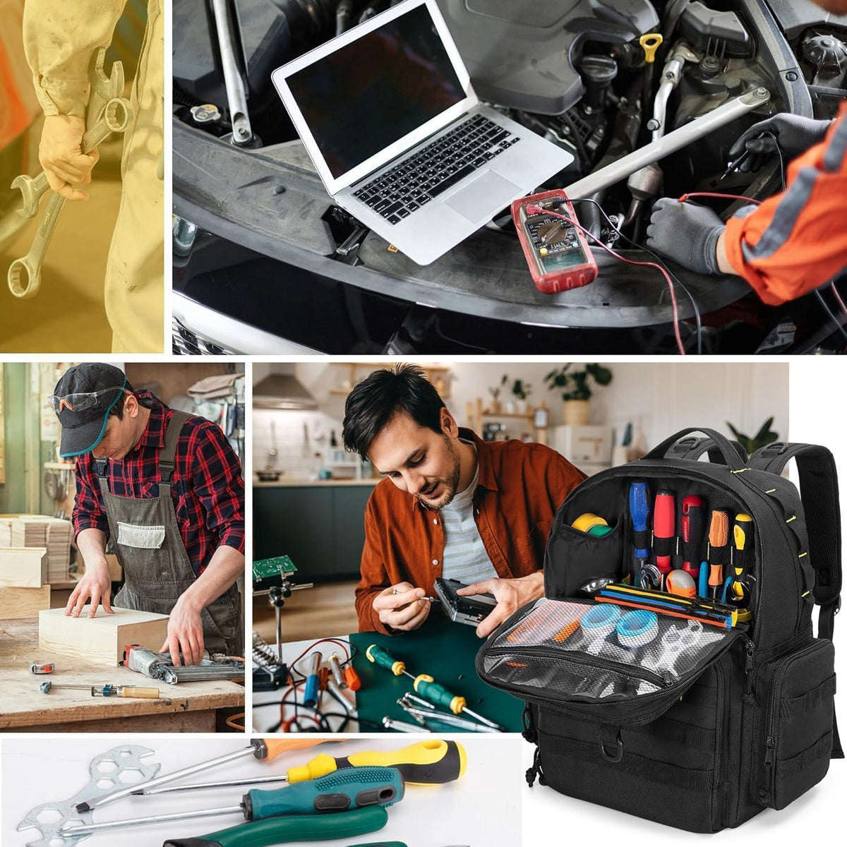Werkzeugrucksack Herren mit Organizer-Taschen, robust & bequem