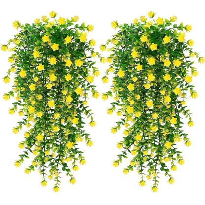 6x Wetterfeste Kunstblumen Gelb - 76cm Hängepflanzen für Balkon & Garten