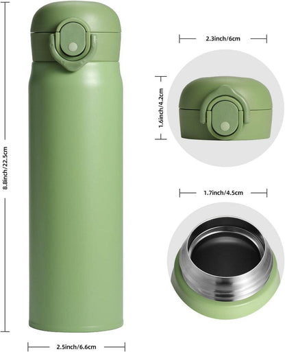 Thermosflasche 500ml Edelstahl Isolierflasche Auslaufsicher Grün