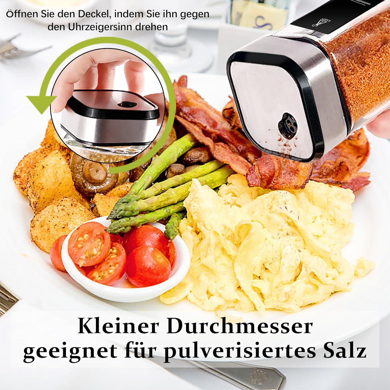 360° Rotation Eckiges Gewürzgläser-Set mit 6 Gewürzdosen 120ml