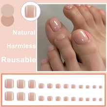 24 Stück Kurze Französisch Zehennägel - Nude Rosa - Full