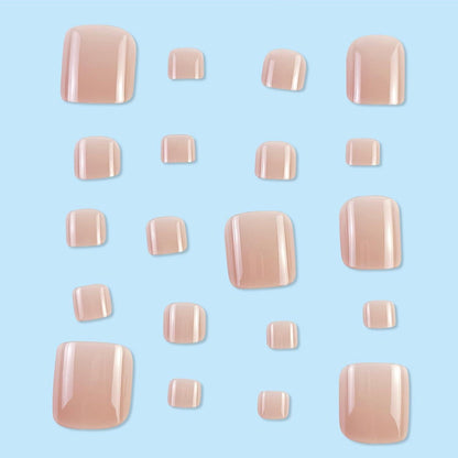 24er Set Französische Zehennägel Aufkleben Nude Rosa Kurz Full Cover