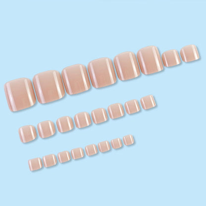 24er Set Französische Zehennägel - Kurze Nude Rosa Falsche Fußnägel
